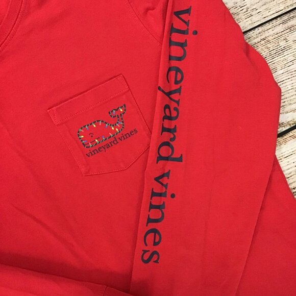 Women's Classic Vineyard Vines Whale Logo Box Long-Sleeve Pocket Tee Christmas S - Picture 4 of 8